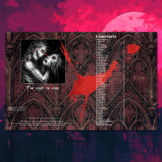 Book spread featuring the Vampire Bestiary 5E, a unique dnd monster / vampire resource from the a4play.com collection. Book Contents. Perfect for players and collectors searching for dnd books, dnd books 5e, dnd 5e books, d&d monster lore, dnd monsters, d and d monsters, and new dungeons and dragons a4play a4 play a4play.com