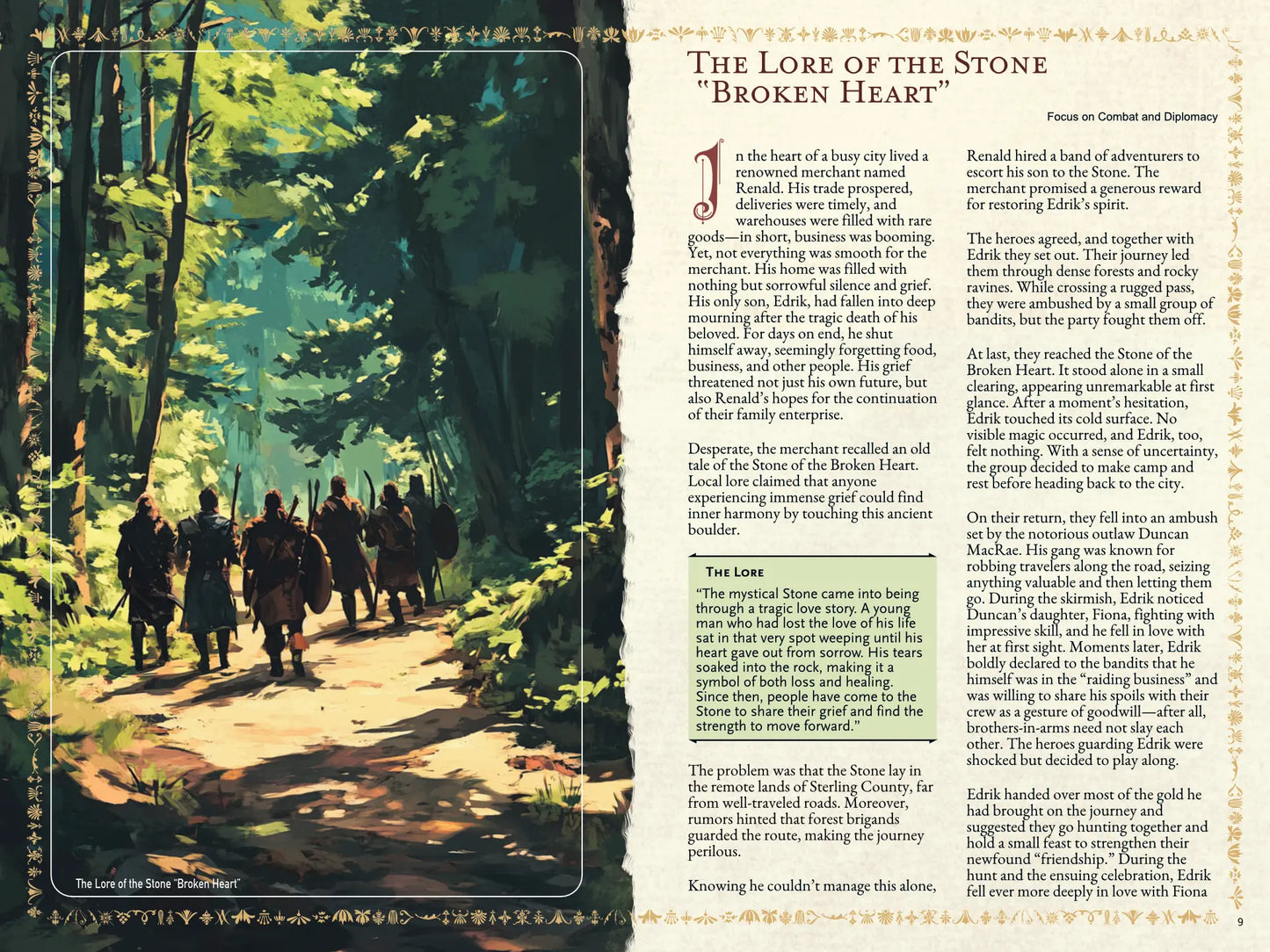 Book spread from an urban folklore RPG book on A4Play.com, featuring a short legend, brief story, and adventure plot hook. Perfect for tabletop RPG campaigns, roleplaying game masters, and players seeking city-based legends, urban myths, and creative scenario ideas. This RPG supplement includes folklore adventure hooks, storytelling inspiration, and campaign resources for exploration, diplomacy, and combat themes. a4play.com