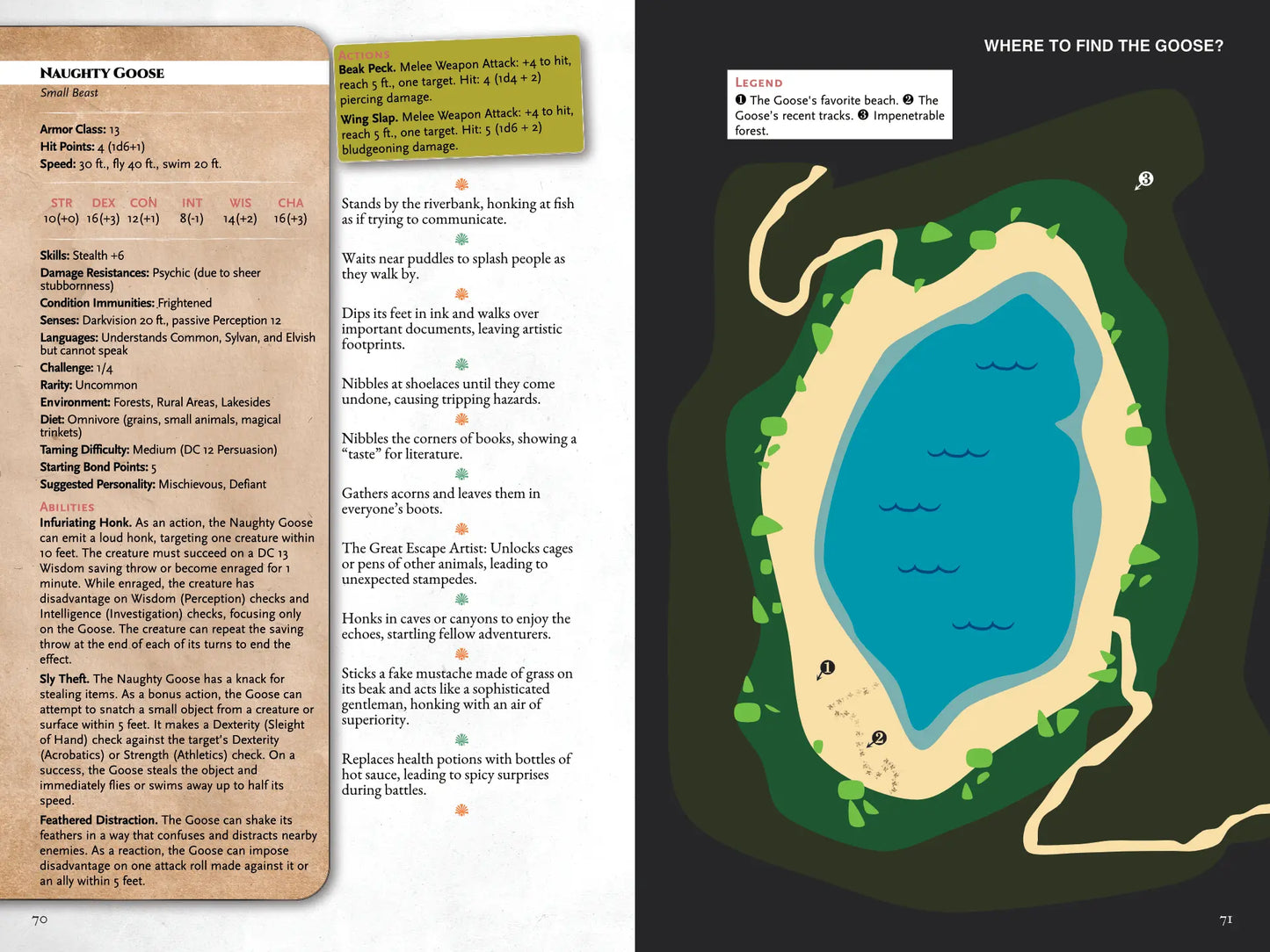 Book spread from "A Bestiary of Companions for 5E" on A4Play.com, showing a companion description, unique abilities, and fantasy creature illustration. Provides creative creature options and inspiration for enhancing fantasy tabletop roleplaying campaigns and collections.