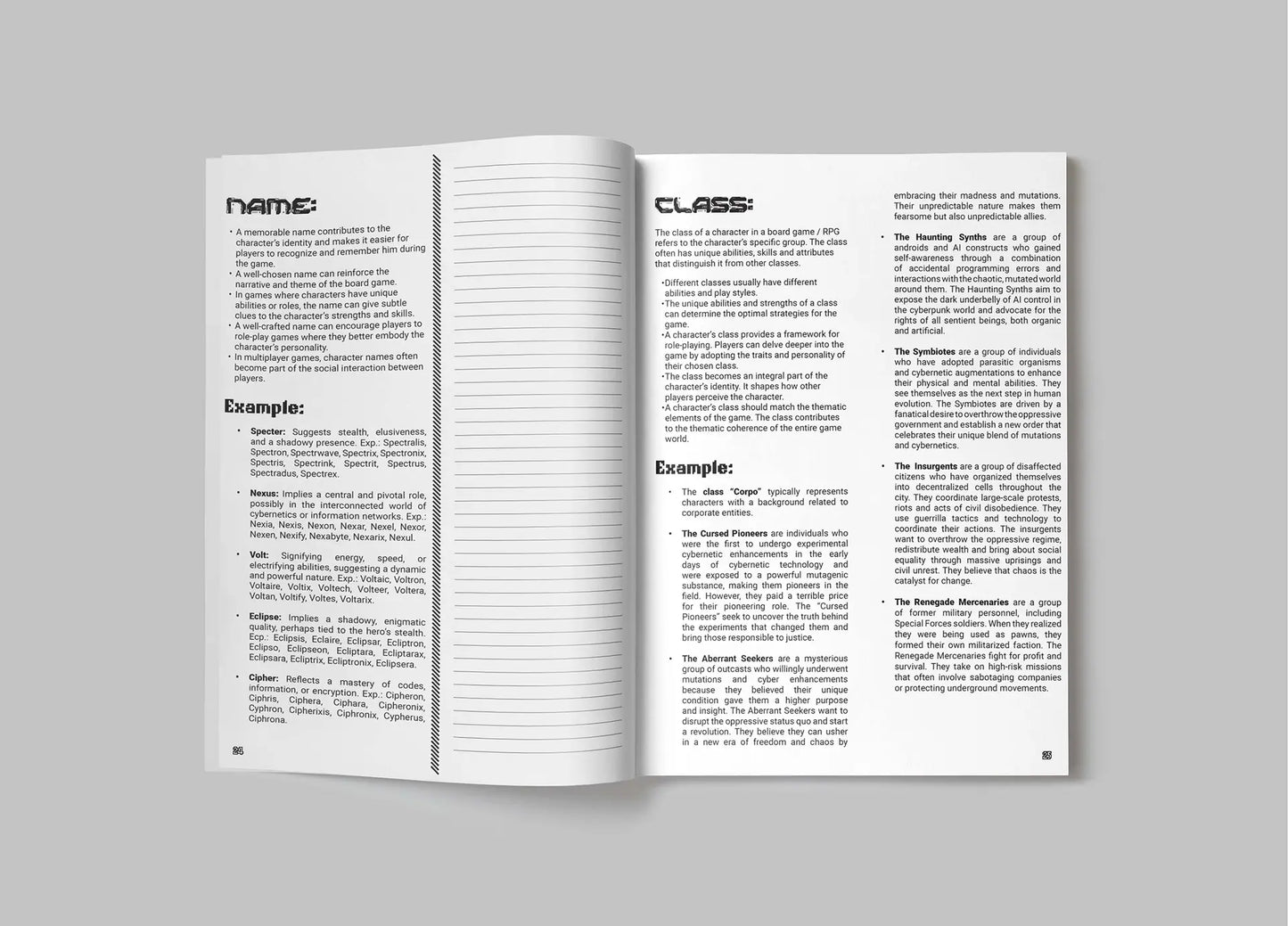 Cyberpunk Character Workbook