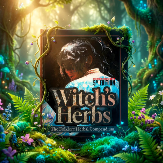 Cover art for Witch's Herbs: The Folklore Herbal Compendium 5E, featuring a mysterious witch. This comprehensive herbal tool and herb list is perfect for a master herbalist or alchemist. Use your 5e herbalism kit and alchemist supplies to forage dnd herbs for your herbalism practice, and craft a standard healing potion 5e, a greater healing potion, and other unique dnd healing potions. a4 play a4play.com