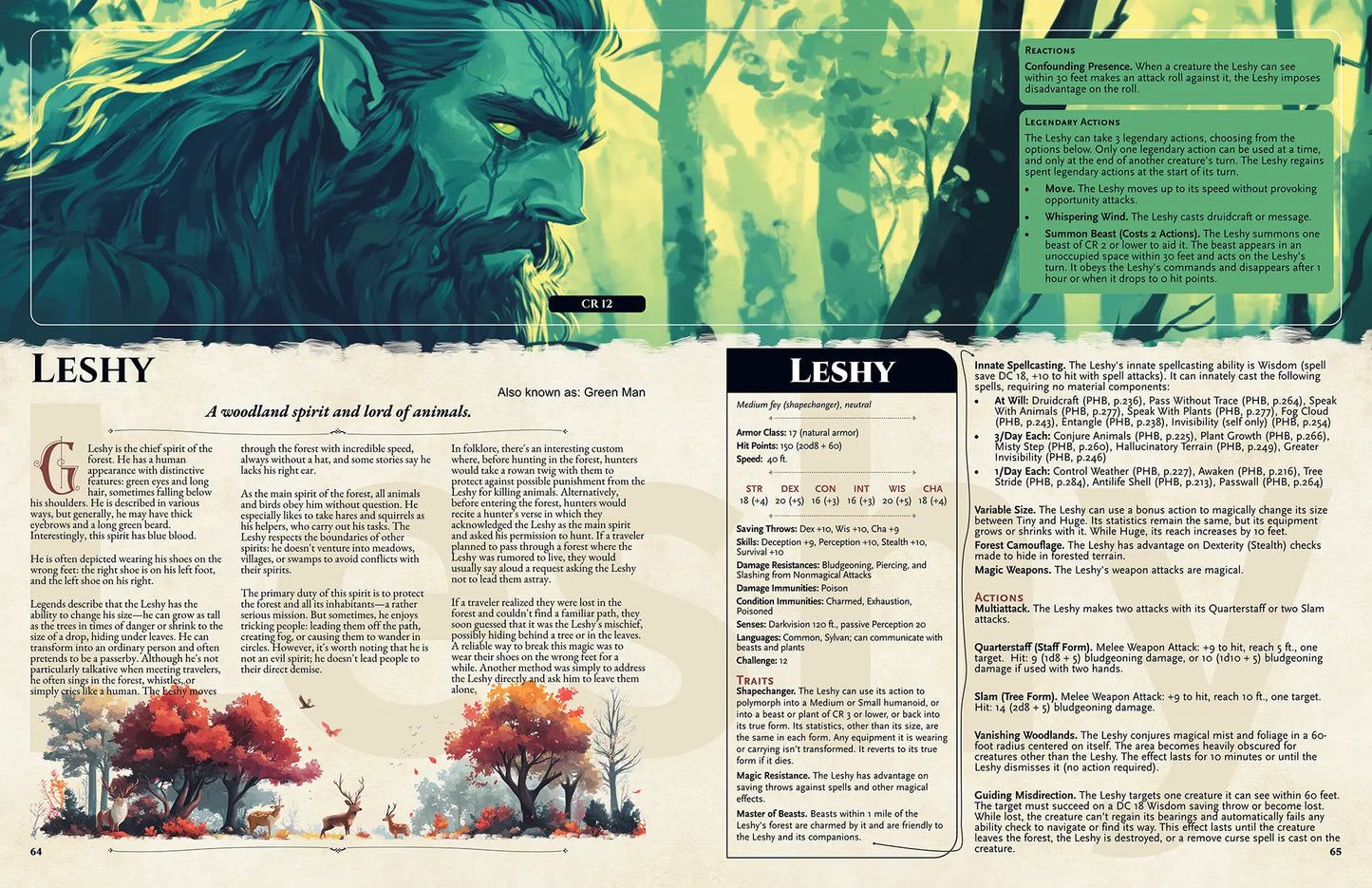 avatar

Book spread from The Witchwood Bestiary dnd book showcasing the dnd monster leshy with legend and 5e stat block visible. Perfect for dnd 5e books, dnd books 5e, and dungeons and dragons monsters collections. This d&d monster, inspired by Eastern European folklore, is ideal for enriching your dnd books collection with new d and d monsters, lore, and adventure content for GM and players. a4play.com
