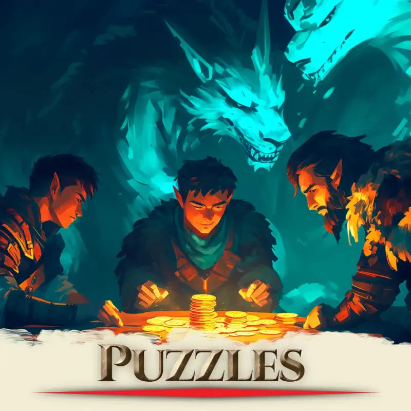 Main cover image for the book "Coin Puzzles and Lock Challenges For Your Adventures," featuring illustrated coins, puzzle pieces, locks, and treasure chests. Designed for tabletop roleplaying Game Masters, this guide highlights creative coin-based riddles, chest and door puzzles, and adventure hooks to add interactive and memorable challenges to any campaign. a4play.com