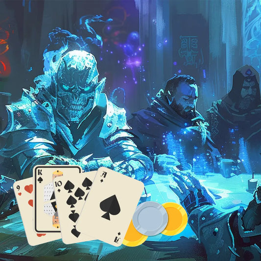 Main image of the book "100 Games for your 5E Adventures, RPGs, and TTRPGs" on a4play.com, featuring an illustrated party of adventurers playing cards. Perfect for fans of dnd books, dnd 5e books, and tabletop gamers looking for dnd monsters and creative roleplaying sessions. This guide offers over 100 card and dice games for dnd and ttrpg campaigns, with detailed rules, immersive artwork, and easy gameplay perfect for expanding your dnd books 5e collection or discovering new dnd monsters and adventure idea