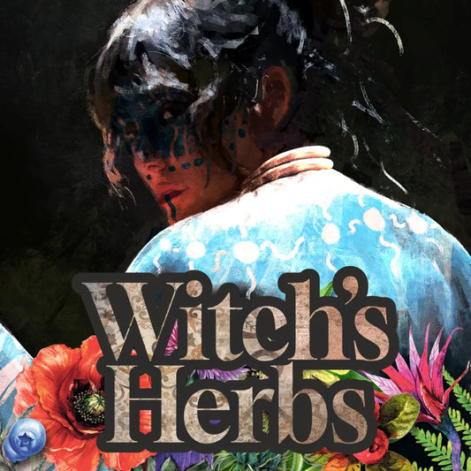 Cover art for Witch's Herbs 5E, a full-color supplement featuring 40 magical plants, authentic folklore, and 5E mechanics for crafting potions and remedies in dnd dnd5e campaigns.